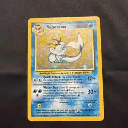 Pokemon TCG Vaporeon Holo Rare Card 12/64 Jungle No Symbol Error, LP/MP - Image 1