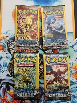 Pokemon XY Steam Siege 3 Card Mini Booster Packs Complete Art Set Lot of 4 - Image 1