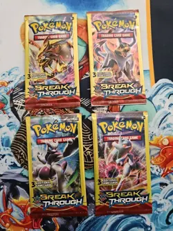 Pokemon XY BREAKthrough 3 Card Mini Booster Packs Complete Art Set Lot of 4 - Image 1