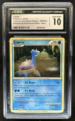 2023 Pokemon Classic Lapras Blastoise & Suicune ex Deck Holo #008/034 CGC 10 - Image 1