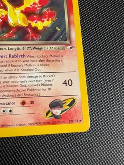 Rocket's Moltres 12/132 Gym Heroes Holo Rare Team Rocket Pokemon LP - Image 5
