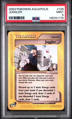 2003 POKEMON AQUAPOLIS #126 JUGGLER PSA 9 - Image 1