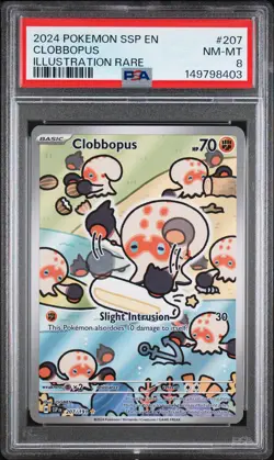 2024 POKEMON SSP EN-SURGING SPARKS ILLUSTRATION RARE #207 CLOBBOPUS PSA 8 - Image 1