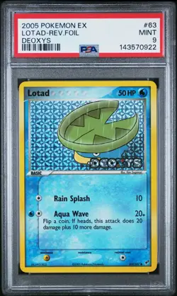 2005 POKEMON EX DEOXYS #63 LOTAD-REVERSE FOIL PSA 9 - Image 1