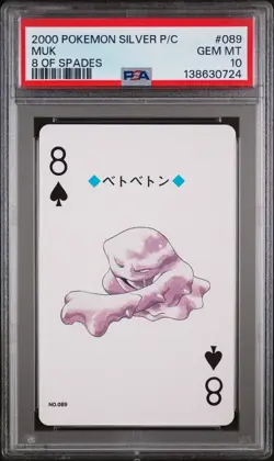 2000 POKEMON SILVER VERSION PLAYING CARDS 8 OF SPADES #089 MUK PSA 10 - Image 1