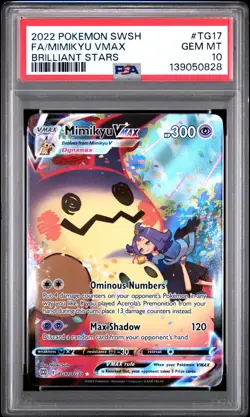 2022 POKEMON SWORD & SHIELD BRILLIANT STARS #TG17 FULL ART/MIMIKYU VMAX PSA 10 - Image 1