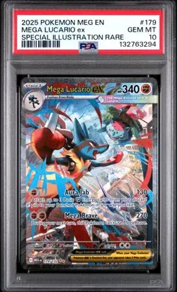 2025 Pokemon Mega Evolution Mega Luacario ex Special Illustration 179/132 PSA 10 - Image 1