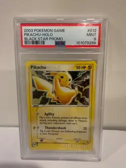 2003 POKEMON BLACK STAR PROMO #012 PIKACHU-HOLO PSA 9 SWIRL - Image 1