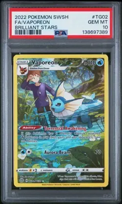 2022 POKEMON SWORD & SHIELD BRILLIANT STARS TG02 FULL ART/VAPOREON PSA 10 - Image 1