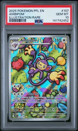 2025 POKEMON PFL EN-PHANTASMAL FLAMES ILLUSTRATION RARE #107 AMBIPOM PSA 10 - Image 1