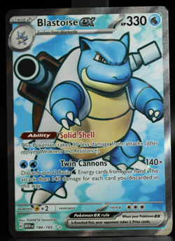 Pokemon TCG Blastoise ex Ultra Rare Holo 184/165 Sv: Scarlet & Violet 151 EX NM - Image 1
