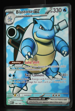 Pokemon TCG Blastoise ex Ultra Rare Holo 184/165 Sv: Scarlet & Violet 151 EX NM - Image 3