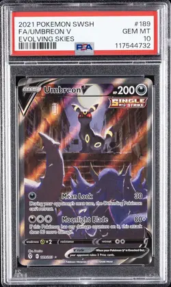 2021 POKEMON SWORD & SHIELD EVOLVING SKIES #189 FULL ART/UMBREON V PSA 10 - Image 1
