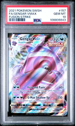 2021 POKEMON SWORD & SHIELD FUSION STRIKE #157 FULL ART/GENGAR VMAX PSA 10 - Image 1