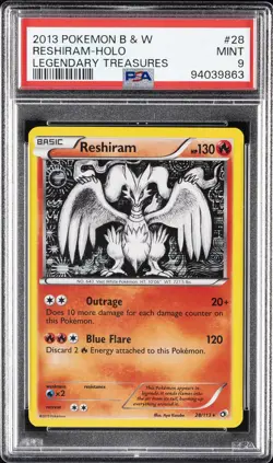 2013 POKEMON BLACK & WHITE LEGENDARY TREASURES #28 RESHIRAM-HOLO PSA 9 - Image 1