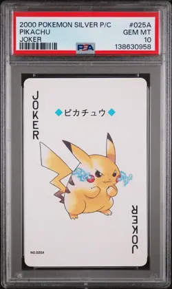 2000 POKEMON SILVER VERSION PLAYING CARDS JOKER #025A PIKACHU PSA 10 - Image 1