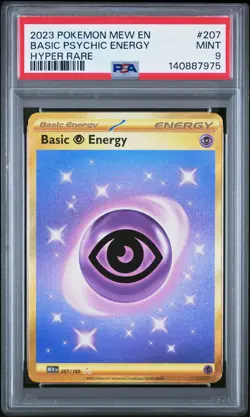 2023 POKEMON MEW EN-151 HYPER RARE #207 BASIC PSYCHIC ENERGY PSA 9 - Image 1