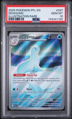 2025 POKEMON PFL EN-PHANTASMAL FLAMES ILLUSTRATION RARE #097 DEWGONG PSA 10 - Image 1