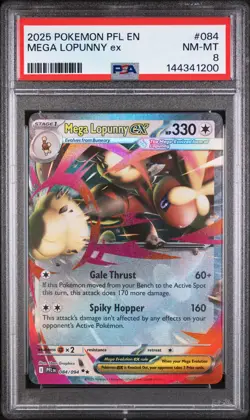 2025 POKEMON PFL EN-PHANTASMAL FLAMES #084 MEGA LOPUNNY EX PSA 8 - Image 1