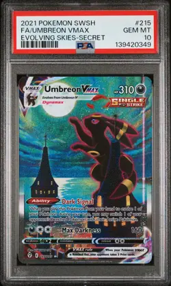 2021 POKEMON SWORD & SHIELD EVOLVING SKIES SECRET FULL ART/UMBREON VMAX PSA 10 - Image 1