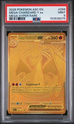 2026 POKEMON ASC EN-ASCENDED HEROES MEGA HYPER RARE MEGA CHARIZARD Y EX PSA 9 - Image 1