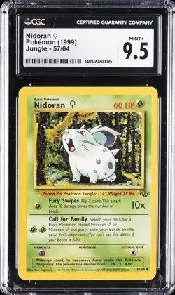 1999 POKEMON JUNGLE #57/64 NIDORAN CGC 9.5 - Image 1