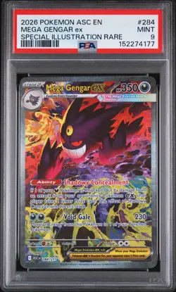 2026 POKEMON ASC EN-SPECIAL ILLUSTRATION RARE #284 MEGA GENGAR EX PSA 9 - Image 1