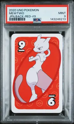 2020 UNO POKEMON JAPANESE BACK-RED-#9 MEWTWO PSA 9 - Image 1
