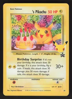 ______'s Pikachu 24/53 Pokemon TCG Celebrations Birthday Pikachu NM - Image 1
