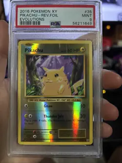 2016 Pokemon XY Evolutions 35/108 Pikachu Reverse Foil PSA 9 Mint - Image 1