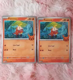 2X Fuecoco 2024 Trick Or Trade Halloween Stamp Pokemon TCG Holiday 023/182 - Image 1