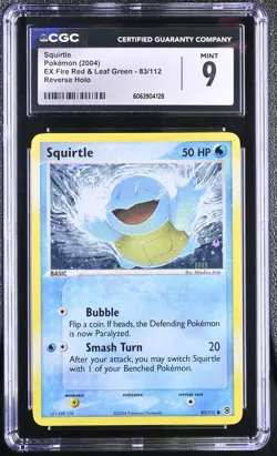 CGC 9 Squirtle EX Fire Red & Leaf Green 83/112 Reverse Holo Pokemon Card - Image 1