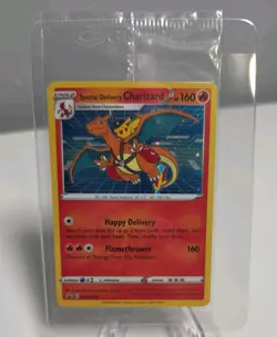 Pokemon SWSH075 Charizard Promo Holo Card Special Delivery Sealed SWIRL - Image 1