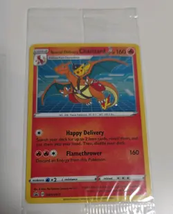 Pokemon SWSH075 Charizard Promo Holo Card Special Delivery Sealed SWIRL - Image 2