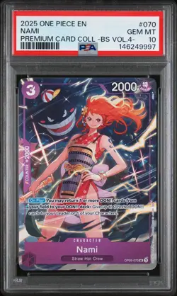 2025 ONE PIECE PREMIUM COLLECTION BEST SELECTION VOL.4 #070 'GENGAR' NAMI PSA 10 - Image 3