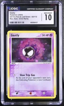 CGC 10 Gastly EX Fire Red & Leaf Green 63/112 Reverse Holo Pokemon Card - Image 1