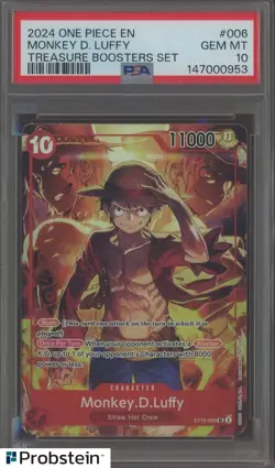 2024 One Piece EN Treasure Boosters Set #006 Monkey.D.Luffy PSA 10 GEM MINT - Image 1