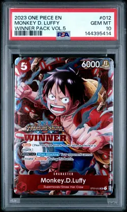 2023 ONE PIECE PROMOS WINNER PACK VOL.5 #012 MONKEY D. LUFFY PSA 10 - Image 1