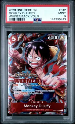 2023 ONE PIECE PROMOS WINNER PACK VOL.5 #012 MONKEY D. LUFFY PSA 9 - Image 1