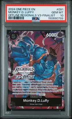2024 ONE PIECE OFFLINE REGIONALS PACK 2024 VOL.3 FINALIST MONKEY D. LUFFY PSA 10 - Image 1