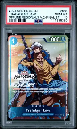 2024 ONE PIECE OFFLINE REGIONALS PACK 2024 VOL.2 FINALIST TRAFALGAR LAW PSA 10 - Image 1