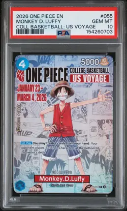 2026 ONE PIECE COLLEGE BASKETBALL PROMOS #055 MONKEY D. LUFFY PSA 10 - Image 1