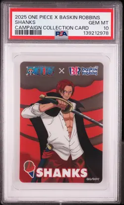 2025 ONE PIECE X BASKIN ROBBINS ONE PIECE CAMPAIGN COLLECTION SHANKS PSA 10 - Image 1