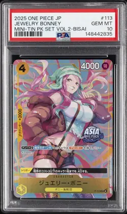 2025 ONE PIECE JAPANESE MINI-TIN PACK SET VOL.2 BISAI #113 JEWELRY BONNEY PSA 10 - Image 1
