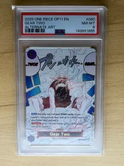 ONE PIECE A FIST OF DIVINE SPEED GEAR TWO LUFFY ALT ART EVENT OP11 080 PSA 8 NM - Image 1