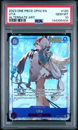 2023 ONE PIECE OP02-PARAMOUNT WAR ALTERNATE ART #120 UTA PSA 10 - Image 1