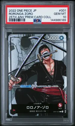 2022 ONE PIECE JAPANESE 25TH ANNIVERSARY PREMIUM COLLECTION RORONOA ZORO PSA 10 - Image 1