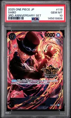 2025 ONE PIECE JAPANESE 3RD ANNIVERSARY SET #118 SABO PSA 10 - Image 1