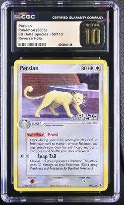 CGC 10 PRISTINE Persian EX Delta Species 50/113 Reverse Holo Stamped Pokemon - Image 1