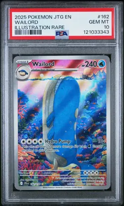 2025 POKEMON JTG EN-JOURNEY TOGETHER ILLUSTRATION RARE #162 WAILORD PSA 10 - Image 1